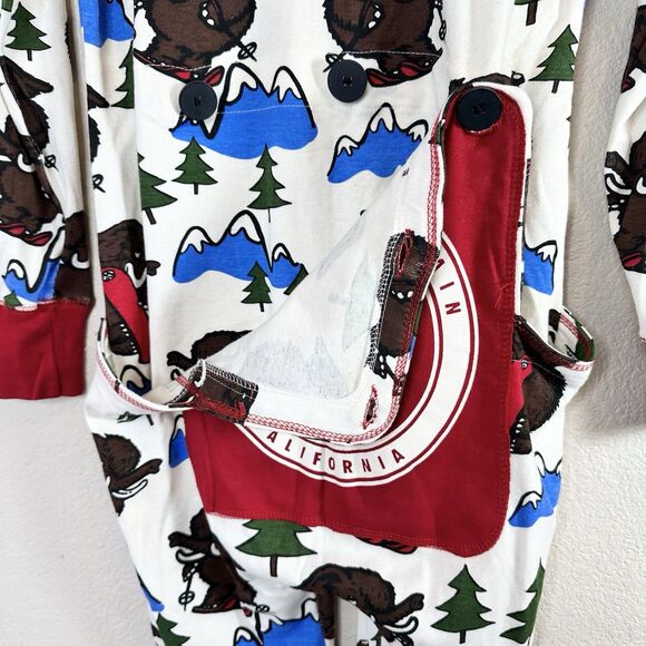 Lazy One Pajamas Size XS Red White Mammoth Flapjack Tailgate Long John - Picture 4 of 7